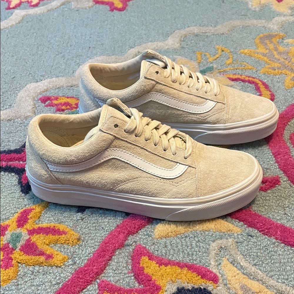 Vans Old Skool All Suede Sneakers in Cream w/ Scotchgard - Picture 5 of 9
